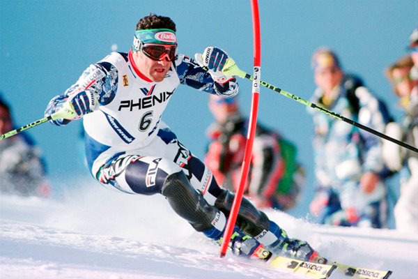 Alberto Tomba of Italy in action 