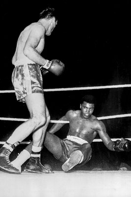 Henry Cooper knocks down Cassius Clay