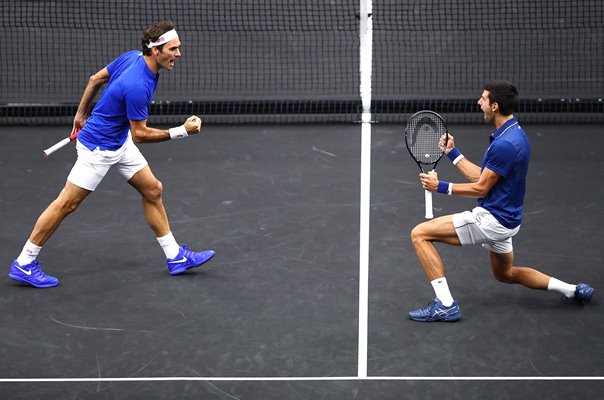 Roger Federer & Novak Djokovic Team Europe Doubles Laver Cup 2018