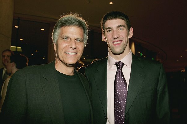 Mark Spitz & Michael Phelps Swimming Legends Los Angeles 2006