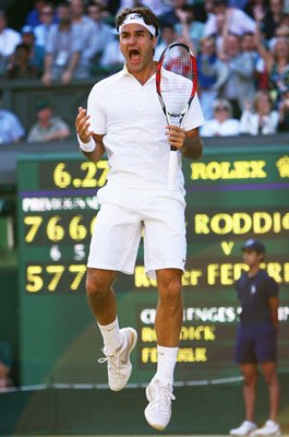 Roger Federer Winning Moment Wimbledon Final 2009