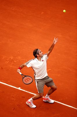Roger Federer Switzerland serves French Open Tennis 2019