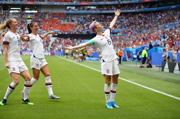 Megan Rapinoe USA celebrates v Netherlands World Cup Final 2019