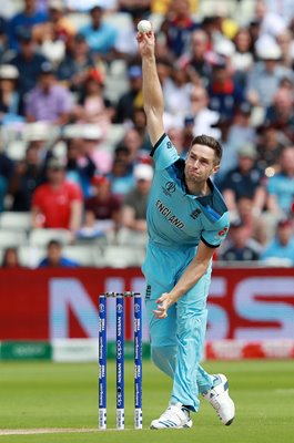 Chris Woakes England bowls v Australia Semi-Final World Cup 2019 