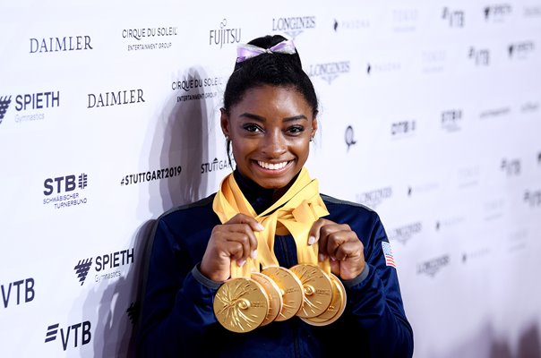 Simone Biles USA Record Gold Medal Winner World Gymnastics History