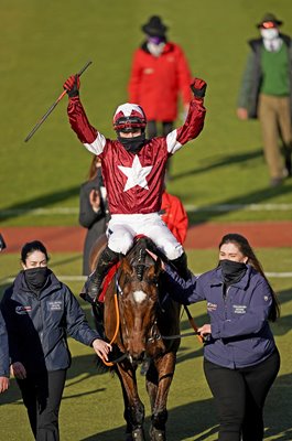 Keith Donoghue celebrates after Tiger Roll win Cheltenham Festival 2021 