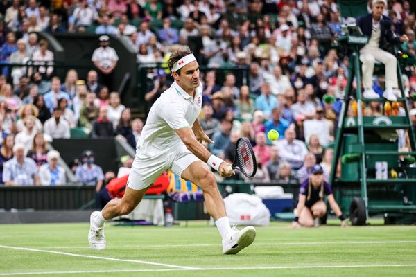 Roger Federer Switzerland forehand Wimbledon 2021