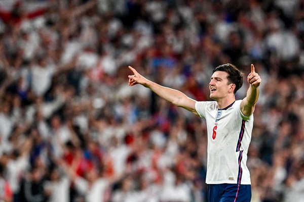Harry Maguire England celebrates win v Denmark Semi Final Euro 2020 