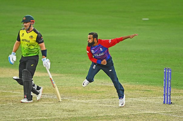 Adil Rashid England bowls v Australia T20 World Cup 2021