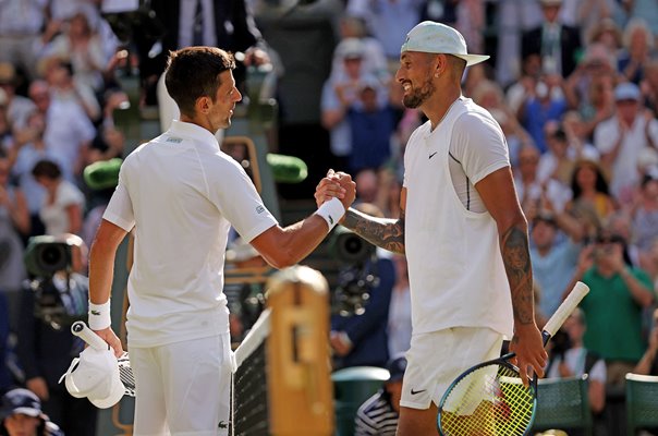 Nick Kyrgios congratulates Novak Djokovic Wimbledon Final 2022
