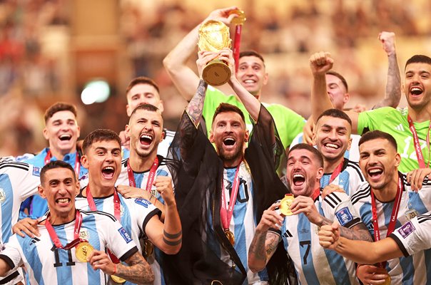 Lionel Messi Argentina lifts World Cup Trophy Qatar 2022