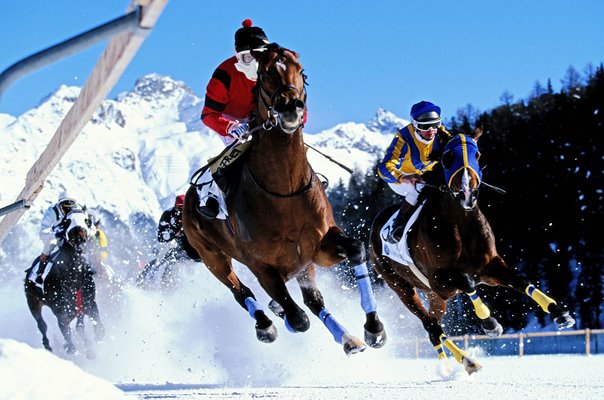 Horse racing on snow at St.Moritz in Switzerland 1997