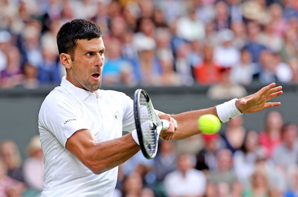 Novak Djokovic Serbia Forehand Focus Wimbledon 2023