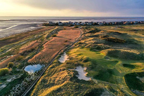 Aerial view Par 3 11th Hole Royal Liverpool Golf Club Hoylake 2021