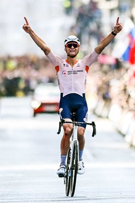 Mathieu Van Der Poel Netherlands wins Cycling World Championships Road Race Glasgow 2023