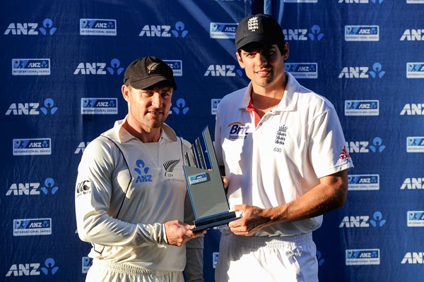 Alastair Cook and Brendan McCullum Test Series Tied 0-0 Auckland 2013