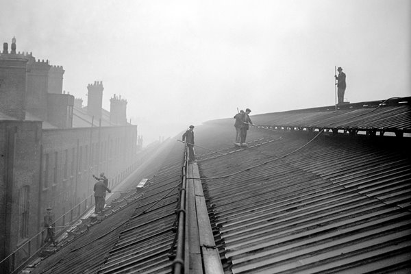 Cleaning the roof of King's Cross Station