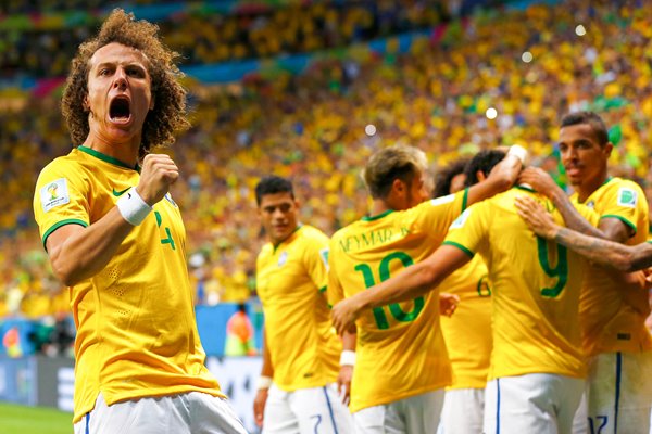 David Luiz and Brazil celebrate 2014 World Cup