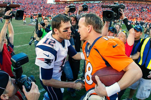 Peyton Manning and Tom Brady AFC Championship 2014