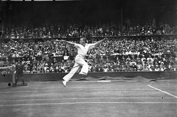 Sidney Wood Leaps at Wimbledon 1931