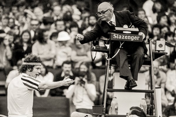 McEnroe Argues with the Umpire at Wimbledon