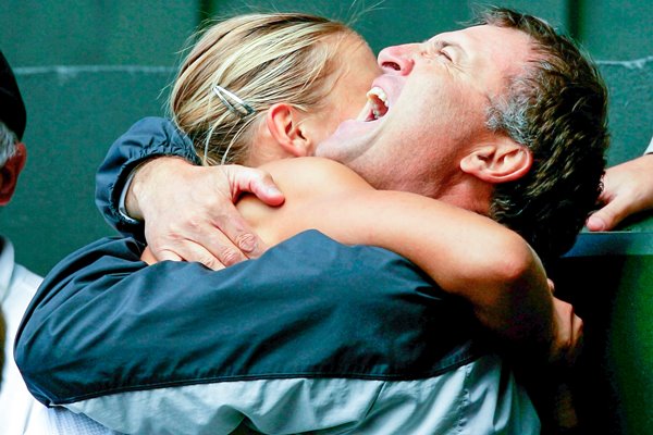 Maria Sharapova Hugs her Father After 2004 Wimbledon Victory
