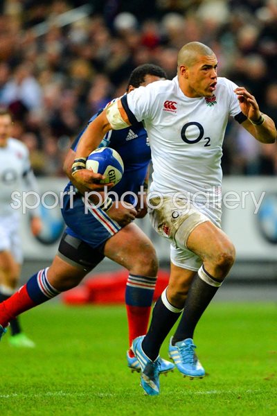 Luther Burrell England scores v France Paris Six Nations 2014