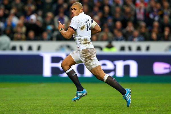 Luther Burrell England scores v France Paris Six Nations 2014