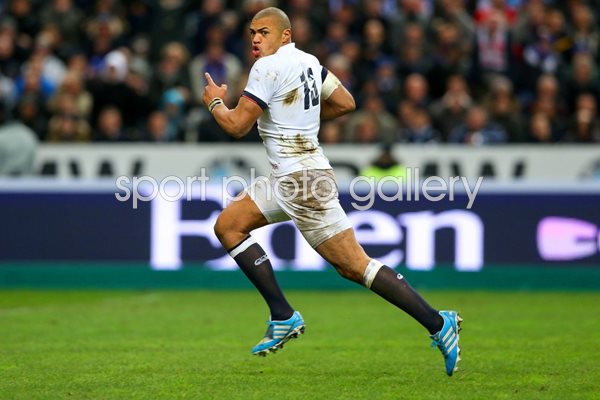 Luther Burrell England scores v France Paris Six Nations 2014