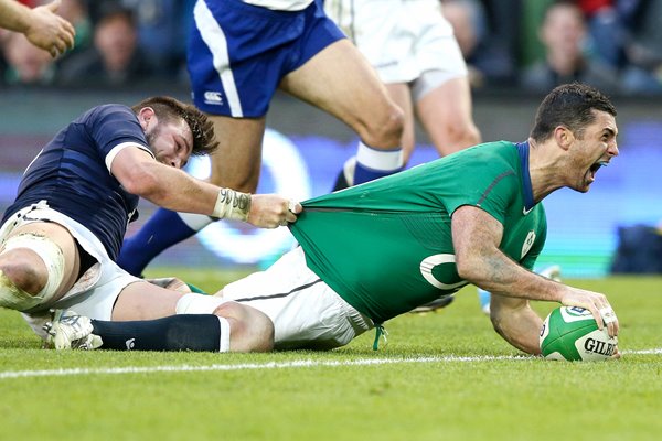 Rob Kearney Ireland scores v Scotland Dublin Six Nations 2014