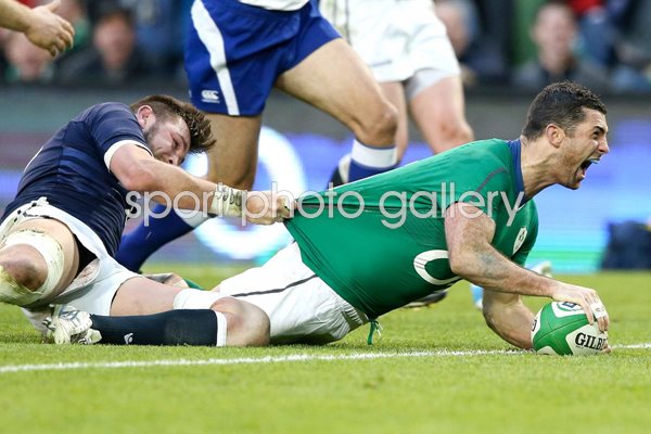 Rob Kearney Ireland scores v Scotland Dublin Six Nations 2014