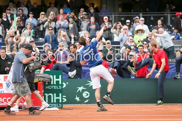 Andy Murray Great Britain celebrate Davis Cup win v USA 2014