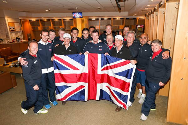 Great Britain celebrate Davis Cup win over USA 2014