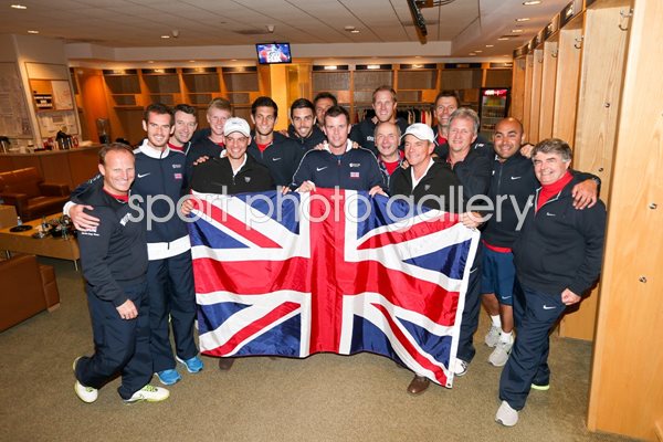 Great Britain celebrate Davis Cup win over USA 2014