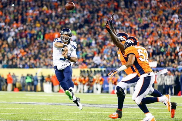 Russell Wilson Seattle Seahawks v Broncos Super Bowl 2014