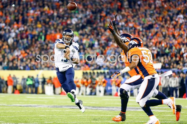 Russell Wilson Seattle Seahawks v Broncos Super Bowl 2014
