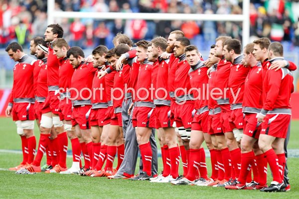 2015 Wales team line up v Italy Rome Six Nations 