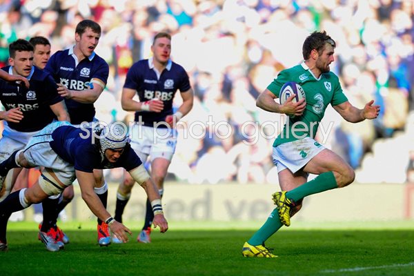 Jared Payne Ireland try v Scotland Six Nations 2015