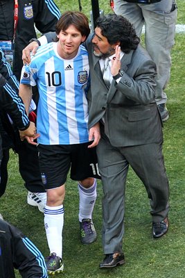 Lionel Messi and Maradona Argentina World Cup 2010