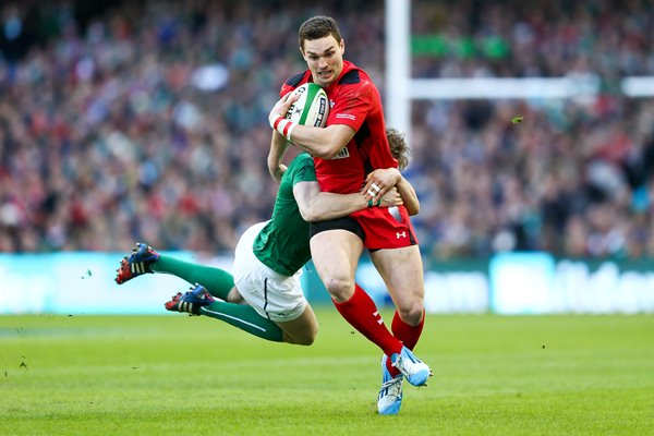 Andrew Trimble Ireland tackles George North Wales 6 Nations 2014