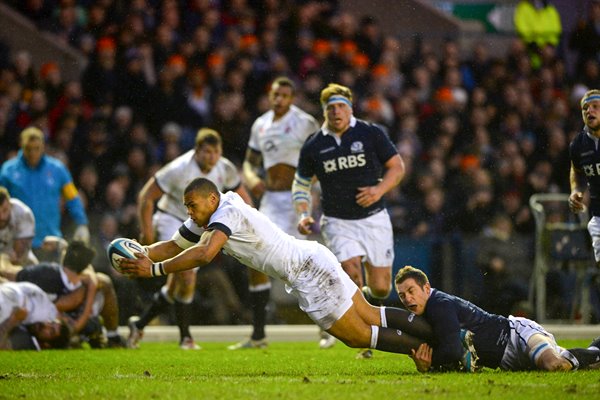 Luther Burrell England scores v Scotland Six Nations 2014