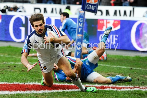 Hugo Bonneval scores France v Italy Six Nations 2014