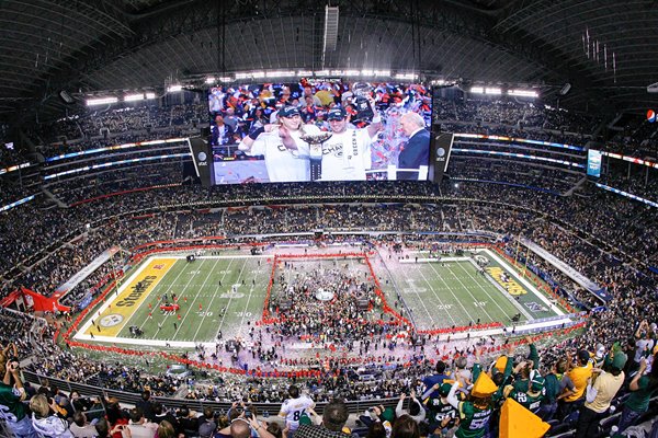 The Green Bay Packers celebrate at Cowboys Stadium Super Bowl XLV