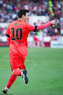 Lionel Messi FC Barcelona celebrates scoring