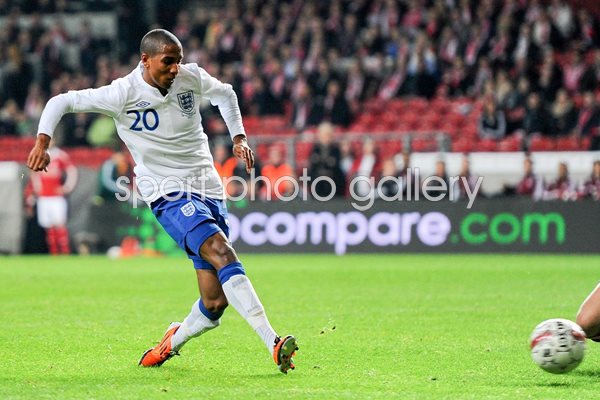 Ashley Young scores v Denmark 2011