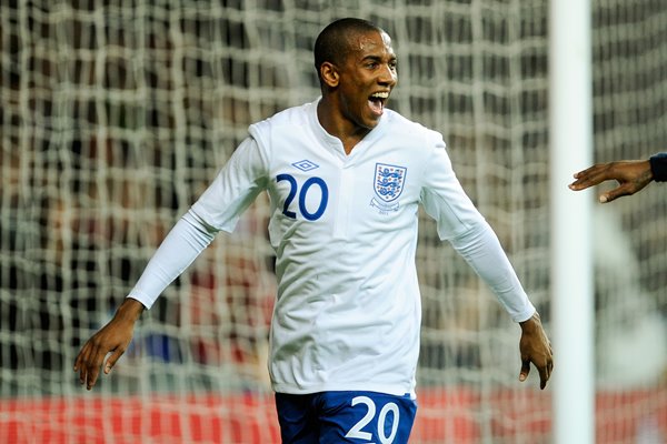 Ashley Young scores v Denmark 2011