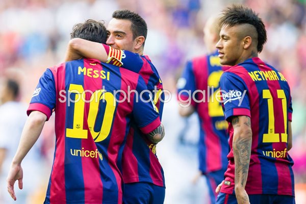 Messi, Xavi, Neymar Barcelona celebrate