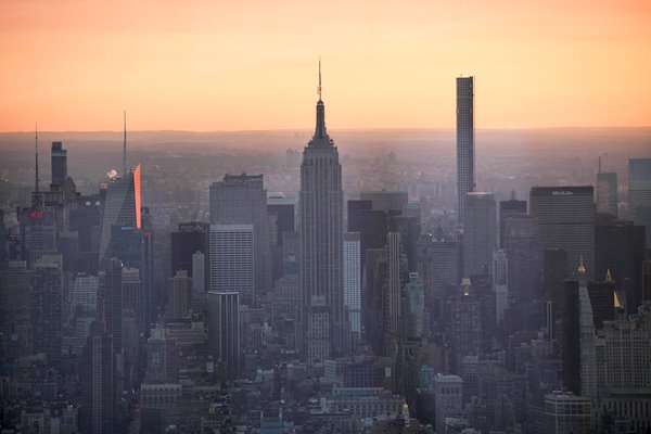 Manhattan buildings at dusk
