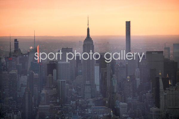 Manhattan buildings at dusk