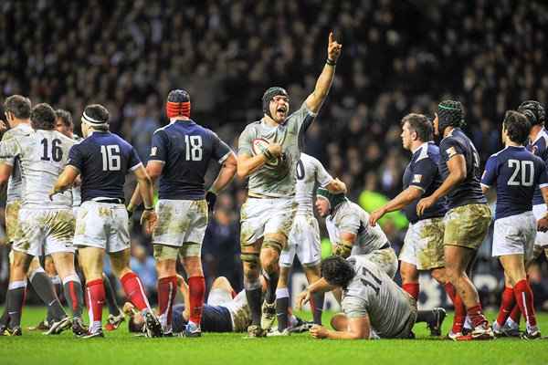 Tom Palmer celebrates win v France - 6 Nations 2011